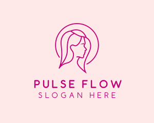 Pink Beauty Face Girl logo design