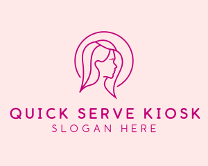 Pink Beauty Face Girl logo design