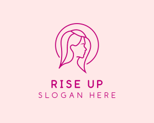 Pink Beauty Face Girl logo design