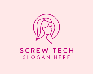 Pink Beauty Face Girl logo design