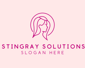 Pink Beauty Face Girl logo design