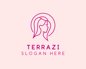 Pink Beauty Face Girl logo design