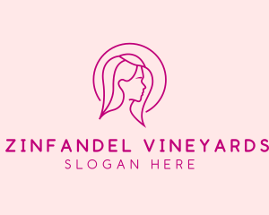 Pink Beauty Face Girl logo design