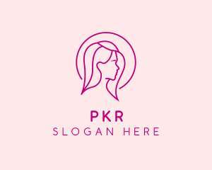 Pink Beauty Face Girl logo design