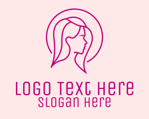 Blow Dryer - Pink Beauty Face Girl logo design