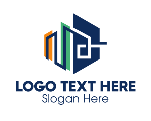Modular - Urban Hexagon City logo design