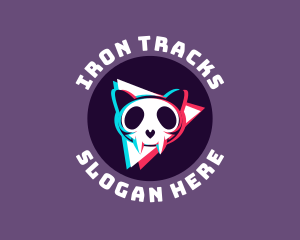 Glitch Cat Skull logo design