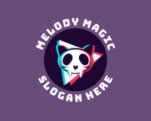 Singer - Glitch Cat Skull logo design