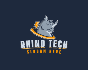 Rhino - Tough Rhino Lightning logo design