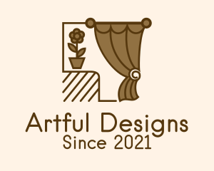 Curtain Flower Pot logo design