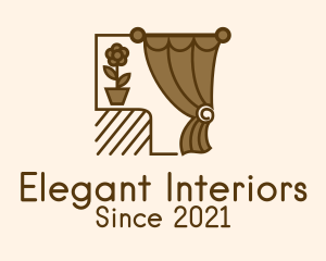 Curtain Flower Pot logo design