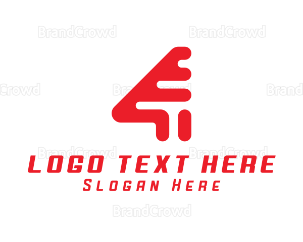 Futuristic Modern Tech Number 4 Logo