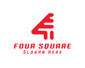 Four - Futuristic Modern Tech Number 4 logo design