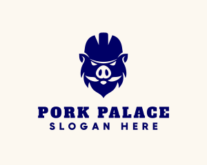 Swine - Hardhat Boar Construction logo design