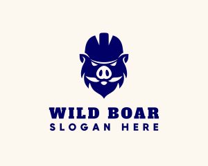 Hardhat Boar Construction logo design