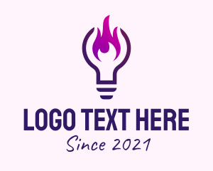 Bright - Purple Fire Light Bulb logo design