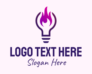 Purple Fire Light Bulb  Logo
