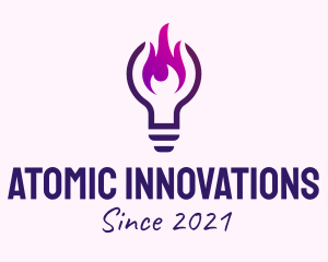 Purple Fire Light Bulb  logo design