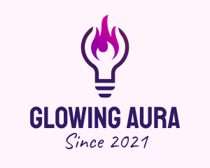 Luminosity - Purple Fire Light Bulb logo design