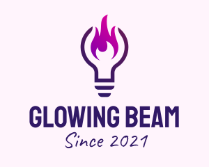 Purple Fire Light Bulb  logo design