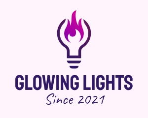 Purple Fire Light Bulb  logo design