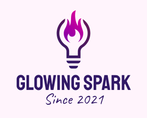 Purple Fire Light Bulb  logo design