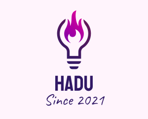 Lamp - Purple Fire Light Bulb logo design