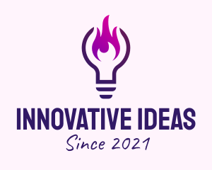 Purple Fire Light Bulb  logo design