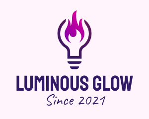 Illuminated - Purple Fire Light Bulb logo design