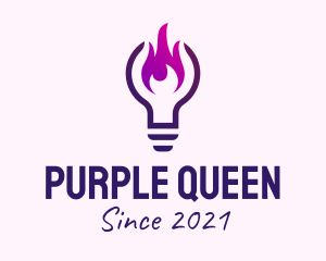 Purple Fire Light Bulb  logo design