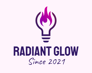 Purple Fire Light Bulb  logo design