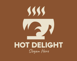 Brown Hot Coffee Drink logo design