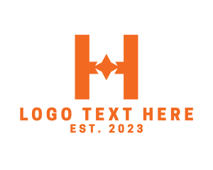 Initial - Orange Star H logo design