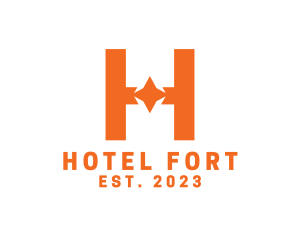 Orange Star H logo design