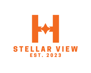 Stargazing - Orange Star H logo design