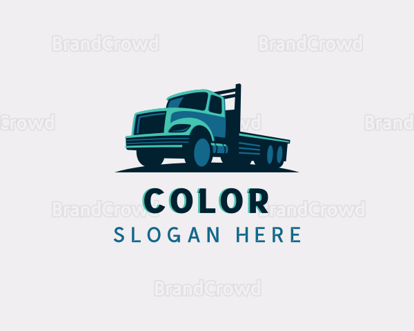 Flatbed Truck Delivery Cargo Logo