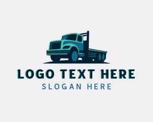 Flatbed Truck - Flatbed Truck Delivery Cargo logo design