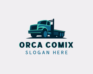 Flatbed Truck Delivery Cargo Logo