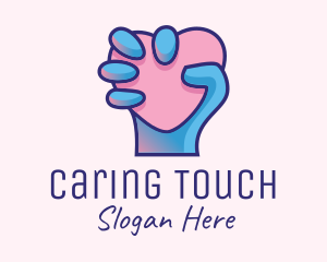 Caregiver - Heart Hand Hold logo design