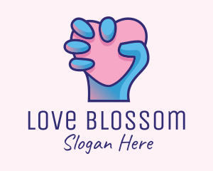 Romance - Heart Hand Hold logo design