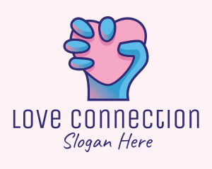 Romance - Heart Hand Hold logo design