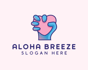 Heart Hand Hold logo design