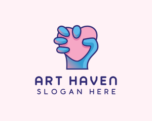 Heart Hand Hold logo design