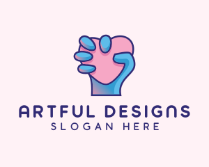 Heart Hand Hold logo design