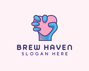 Heart Hand Hold logo design