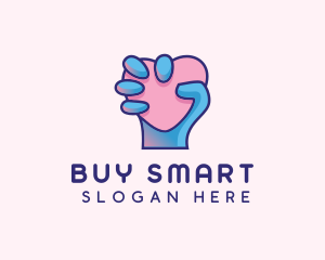 Heart Hand Hold logo design