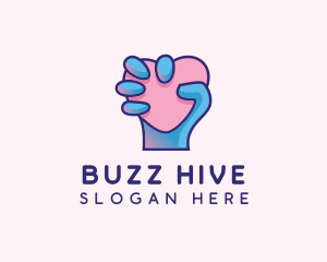 Heart Hand Hold logo design