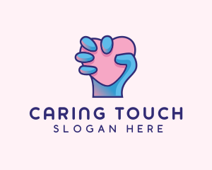 Caregiving - Heart Hand Hold logo design