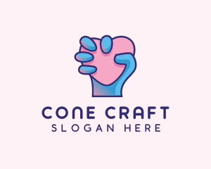 Heart Hand Hold logo design