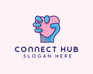 Heart Hand Hold logo design